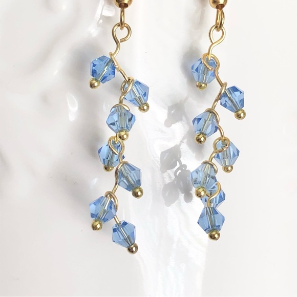 New Glass Crystal Sparkling Dangling Cascade Vine Handmade 18k gold plated hooks - Picture 8 of 13